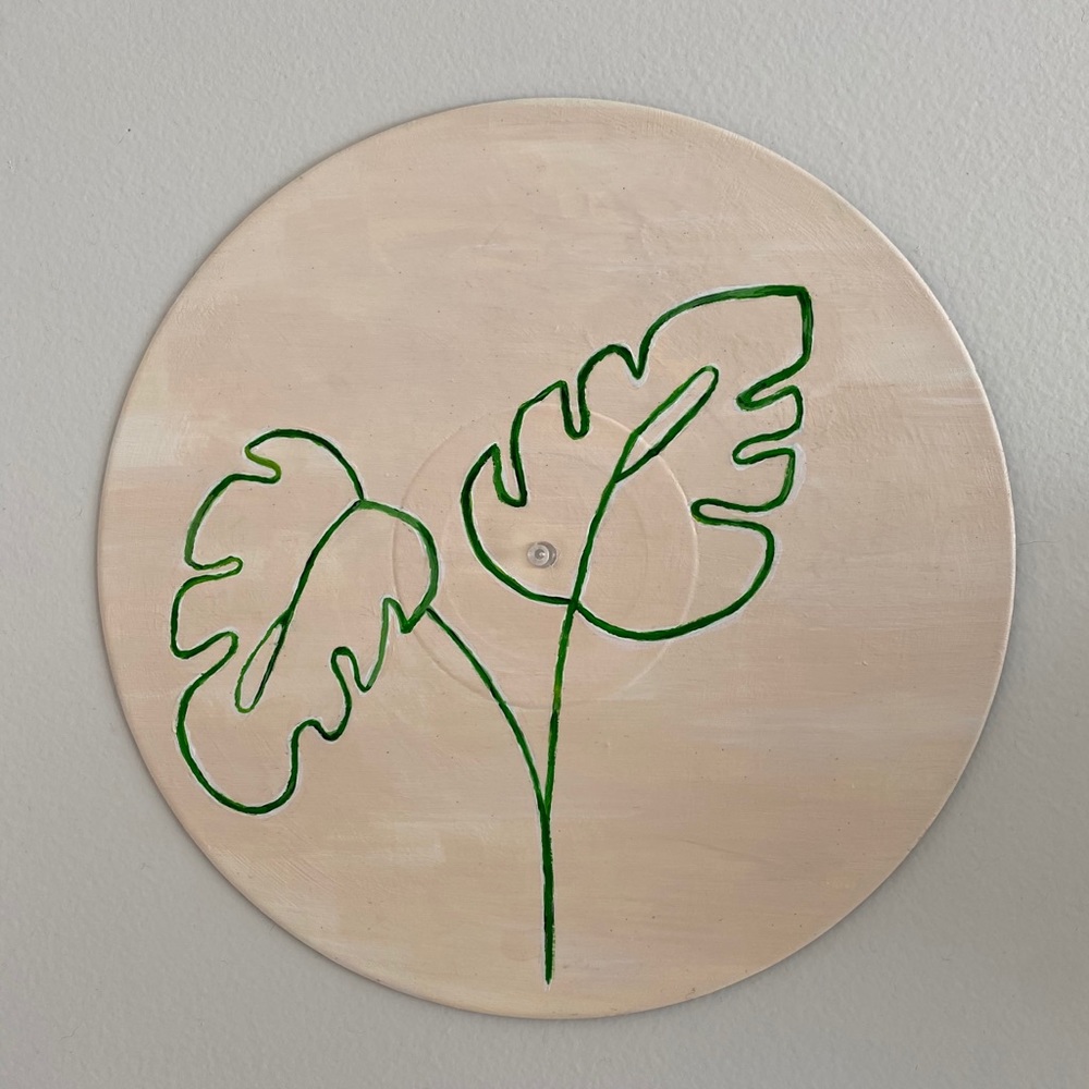 2 leaf monstera minimalist vinyl record